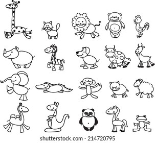 Children's drawings of doodle animals 