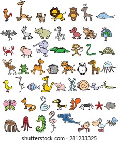 Children's drawings of doodle animals