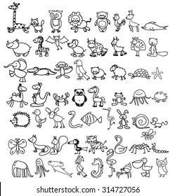 Children's drawings of doodle animals
