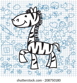 Children's drawings of doodle zebra