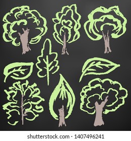 Children's drawings. Elements for the design of postcards, backgrounds, packaging
