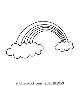 Children's drawings. A hand-drawn rainbow. Hand-drawn vector illustration