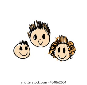 Children's drawings idea design concept love family for family's day
