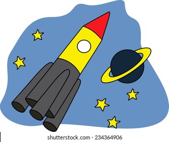 Children's drawings. Rocket. 