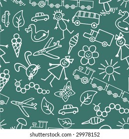 Children's drawings. Seamless background. Vector.