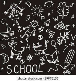 Children's drawings. Seamless background. Vector.