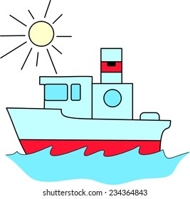 Children's drawings. Ship. 