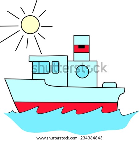 Children's drawings. Ship. 