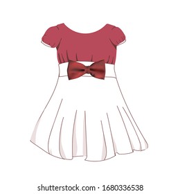 Children's dress is beautiful. Tulle and lace. Dress up party wear for girls. Princess costume. Peach and pink colors. Vector illustration isolated on a white background..