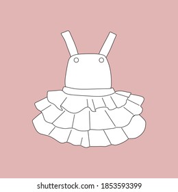 Vestimenta infantil en estilo lineal vectorial plano.