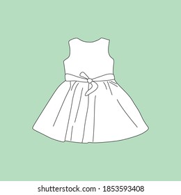 Children's dress in vector flat linear style.
