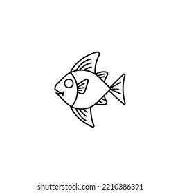 children's education line fish vector illustration. fish graphic icon logo vector, simple flat line style. Great for children's education, toys and book covers.