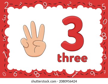 Childrens Educational Cards Numbers Flashcards Finger Stock Vector ...