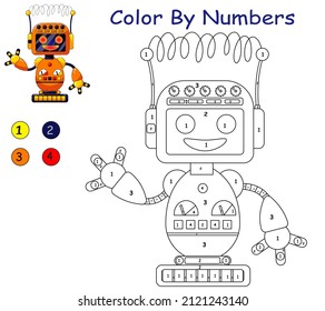 children's educational game. coloring by numbers. coloring. robot.