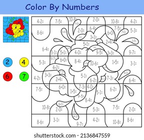 
juego educativo infantil. coloreado por números. flores con hojas.