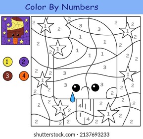 
children's educational game. coloring by numbers. ice cream with stars.