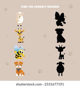 
Children's educational game - find the correct shadow. 