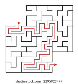 Children's educational game finding the right way. The maze is a puzzle. Black and white vector illustration. Coloring book.