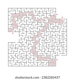 Children's educational game finding the right way. The maze is a puzzle. Black and white vector illustration.