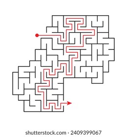 Children's educational game finding the right way. The maze is a puzzle. Black and white vector illustration. Coloring book.