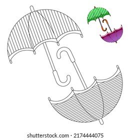 Erziehungsspiel für Kinder. ein Spiel der Logik. Farbbuch. farbige Regenschirme.	
