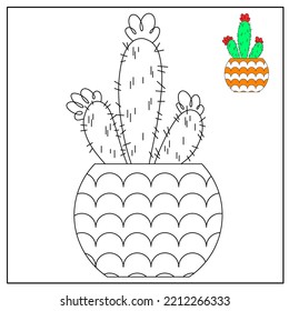 children's educational game. logic tasks. coloring book.cactus
