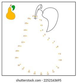 children's educational game. logical tasks. mathematics. coloring book. connect the dots. pear