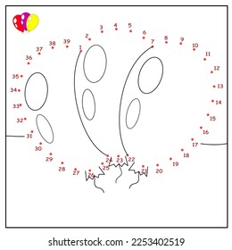 Erziehungsspiel für Kinder. logische Aufgaben. Mathematik. Farbbuch. verbinden Sie die Punkte. ein Ballon.	
