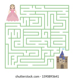 Children's educational game -maze. Find the way out of the labyrinth. The Princess and the castle.