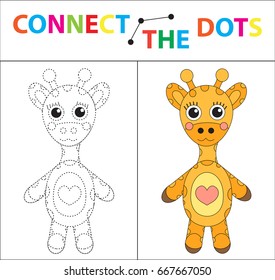 Children's educational game for motor skills. Connect the dots picture. For children of preschool age. Circle on the dotted line and paint. Coloring page. Vector illustration