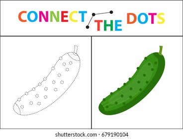 Children's educational game for motor skills. Connect the dots picture. For children of preschool age. Circle on the dotted line and paint. Coloring page. Vector illustration