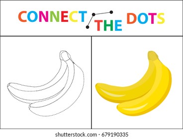 Children's educational game for motor skills. Connect the dots picture. For children of preschool age. Circle on the dotted line and paint. Coloring page. Vector illustration