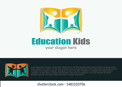 Children's educational logos, smart kid logo, happy kids at school with their achievements