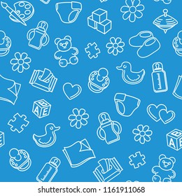 Children's endless background with children's toys, accessories for children and parents