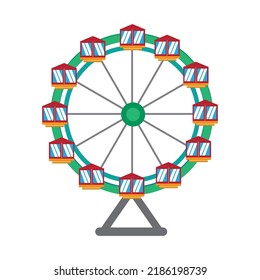 Children's entertainment playground, recreation park. Place for children's games. Funfair with ferris wheel. Amusement and carnival, carousel in park. Amusement park. flat illustration.