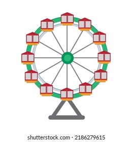 Children's entertainment playground, recreation park. Place for children's games. Funfair with ferris wheel. Amusement and carnival, carousel in park. Amusement park. flat illustration.