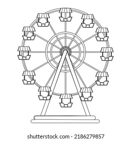 Children's entertainment playground, recreation park. Place for children's games. Funfair with ferris wheel. Amusement and carnival, carousel in park. Amusement park. flat illustration.