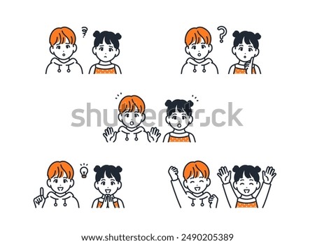 Children's facial expression illustration set material