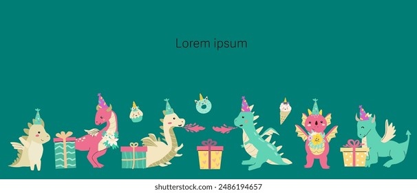 Childrens fairy background for cover, postcard, greeting card. Magic characters banner or celebration poster.