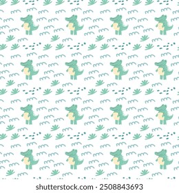 Childrens fashion pattern with baby animals. Cute safari african animals with plant - print. Childish seamless pattern for nursery design, kids textile, boys and girls fabric apparel.