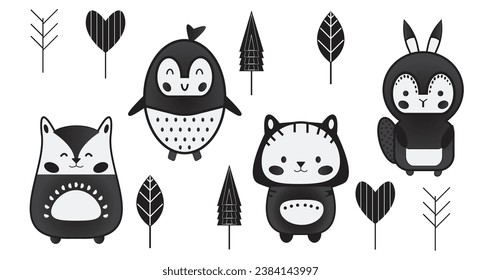 Children's favorite cartoon animals. Vector illustration of a combination of various harmonious colors. can be used for postcards, invitations, textiles, thermal printing, various types of printing, e