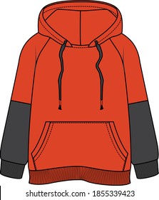 Children's flat sketch sweatshirt design and different colors sleeves 