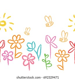 Children's floral color seamless pattern