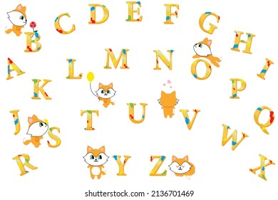 Children's font in the cartoon style of "childhood." Set of multicolored bright letters for inscriptions.