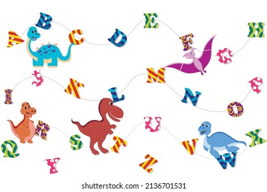 Children's font in the cartoon style of "childhood." Set of multicolored bright letters for inscriptions.