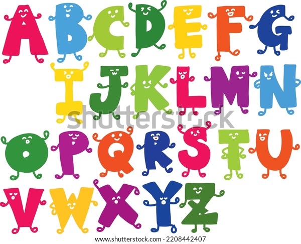 Childrens Font Cartoon Style Set Colorful Stock Vector (Royalty Free ...