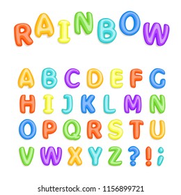 Childrens font in the cartoon style. Vector illustration