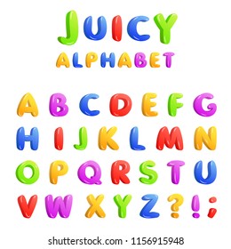 Childrens font in the cartoon style. Vector illustration