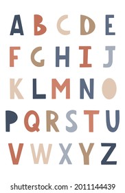 Childrens font. Funny kid cartoon letters for school, kindergarten. Cute color alphabet. baby lettering. Creative ABC vector design.