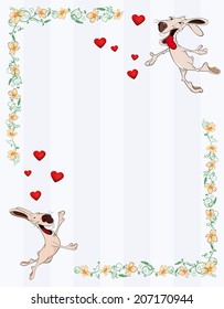 Children's frame with rabbits cartoon